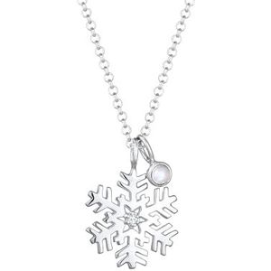 Elli Halsketting van 925 sterling zilver, hanger met sneeuwvlokken, topaas, maansteen, dames, sieraden, geschenken voor vrouwen, meisjes, moeder, vriendin, zilveren ketting, lengte 45 cm, Sterling