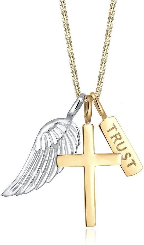 Elli - Halsketting - Dames Kruisvleugels Bi-Color in 925 Sterling Zilver - Dames