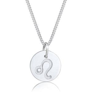 Elli Dames echt sieraad halsketting zilveren ketting ketting met hanger ster ster sterrenbeeld astro trend Swarovski kristallen sterling zilver 925 45 cm lengte, Lion, Zilver, Geen edelsteen