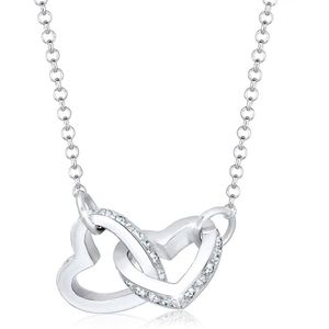 Elli Kette mit Anhänger Herz Glas Kristalle Weiß 925 Sterling Silber, Herz