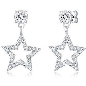 Elli Dames Oorbellen Fonkelende dames ster met kristallen in 925 sterling zilver