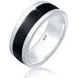 Kuzzoi Silberring Herren Bandring Emaille Casual 925 Silber