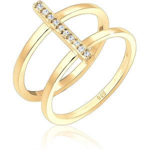 Elli - Doppelring Geo Kristalle 925er Silber Ringe 1 ct Damen (69.99 € / 1 ct)