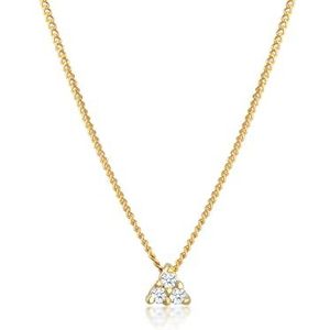 Elli DIAMONDS Halsketting dames pantserketting driehoek met diamant (0,045 ct) in 585 geelgoud, 45 cm, Geel Goud, Diamant