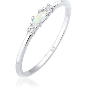 Elli Dames Ring Dames Vintage met Zirkonia Kristallen en Opaal in 925 Sterling Zilver Verguld