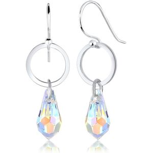 Elli Dames Oorbellen Geo Cirkel Druppel met Kristallen in 925 Sterling Zilver