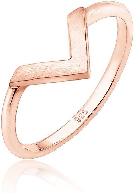 Elli - Ring - V Vorm Basic Trend - 925 Sterling Zilver - Rooskleurig