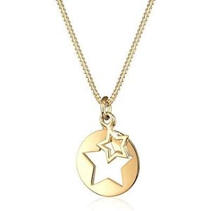 Elli Dameshalsketting met ster cut-out Astro Trend in 925 sterling zilver, lengte 45 cm, 45 EU, Zilver, Geen edelsteen