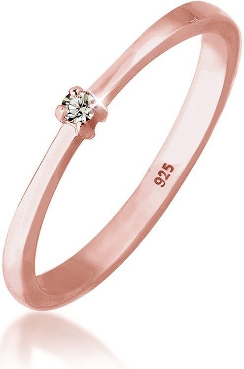 Elli - Damesring - Zilver - Glas - Solitaire met Kristallen