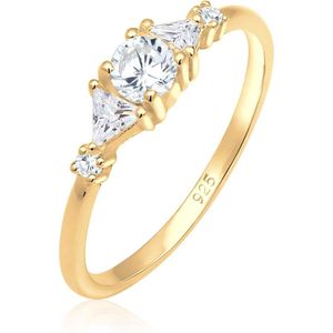 Elli PREMIUM - Elli PREMIUM Ring Triangel Zirkonia Funkelnd 925 Silber vergoldet Ringe 1 ct Damen (59.99 € / 1 ct)