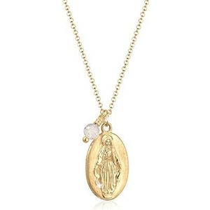 Elli Halsketting dames mariabeeld hanger eenvoudig met labradoriet bal van 925 sterling zilver verguld, Sterling zilver, Labradoriet