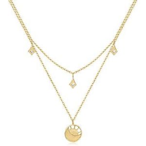 Elli Halsketting dames Astro zon maan met kristallen in 925 sterling zilver verguld, 40 cm, Sterling zilver, Kristal