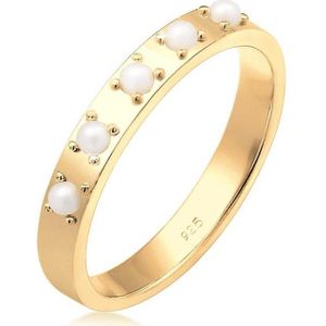 Elli Dames Ring Dames Elegant Vlak met synthetische parels in 925 Sterling Zilver