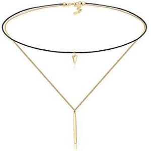 Elli Halsketting voor dames, choker, layer nylon, geo-look, 925 sterling zilver, 36 EU, Sterling zilver