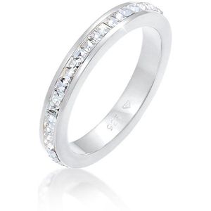 Elli Premium damesring, bandring, bandring, geo-vorm met kristallen in 925 sterling zilver, 58 EU, Zilver, Kristal