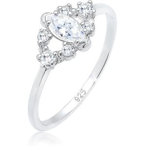 Elli Dames Ring Dames Bloemenmotief Speels met Zirconia Kristallen in 925 Sterling Zilver