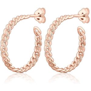 Elli Dames Oorbellen gevlochten braided trend blogger 925 zilver rosegoud