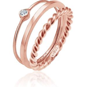 Elli - Ringset Solitär Kristalle 925 Silber Ringe 1 ct Damen (59.99 € / 1 ct)