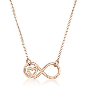 Elli Dames Halsketting Dames Infinity Hart in 925 Sterling Zilver roségoud verguld