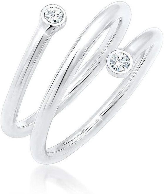 Elli Fingerring »Wickelring Geo Kristalle 925 Sterling Silber«
