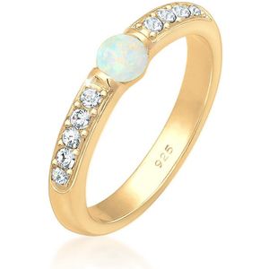 Elli PREMIUM Dames Ring Dames Precious Glamorous met Kristallen en Opaal in 925 Sterling Silver