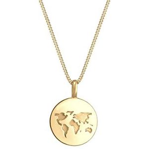 Elli Halsketting voor dames met wereldbol plaatje hanger Wanderlust in 925 sterling zilver 45 cm lengte, 45 EU, Metaal, Zonder
