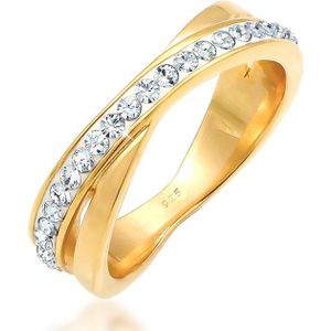 Elli Dames Ring Dames Slag met Kristallen in 925 Sterling Zilver