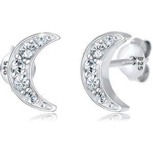 Elli Paar Ohrstecker »Ohrstecker Halbmond Glas Kristalle Weiß 925 Sterling Silber«