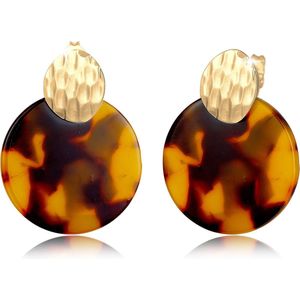 ELLI Oorbellen 'Geo'  bruin / goudgeel / goud