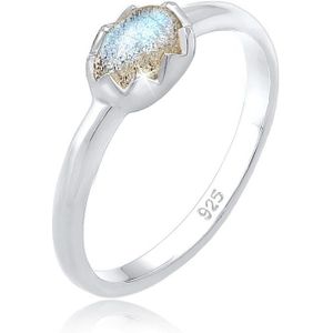 Elli Dames Ring Dames Vintage Look Basic met Labradoriet edelsteen in 925 Sterling Zilver