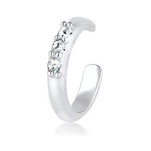 Elli Oorbellen Earcuff Sparkling crystal s 925 Sterling Zilver, Eén maat, Zilver, Kristal