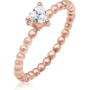 Elli Dames Ring Dames Verlovingsring Hart Zirkonia Kristal in 925 Sterling Zilver Verguld
