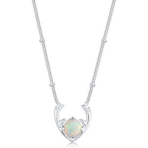 Elli Dames Halsketting Dames Gewei Synthetische Opaal in 925 Sterling Zilver Verguld