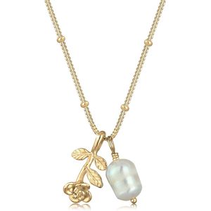 Elli - Kugelkette 3D-Rose Barockperle Vintage 925 Silber Ketten 1 ct Damen (69.99 € / 1 ct)