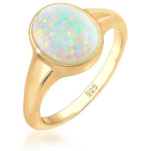 Elli - Siegelring Synthetischer Opal Trend 925 Silber Ringe 1 ct Damen (59.49 € / 1 ct)