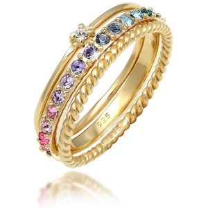 Elli - Set Multi-Color Pastell Kristalle 925 Silber Ringe 1 ct Damen (59.4 € / 1 ct)