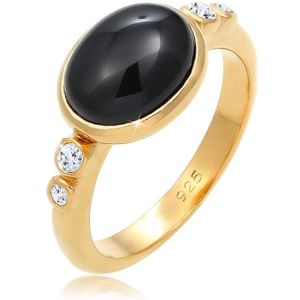 Elli Premium Fingerring »Cocktail Topas Schwarz 925 Sterling Silber vergoldet«