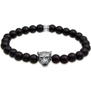 Kuzzoi Armband »Herren Tiger Onyx Schwarz 925 Sterling Silber«