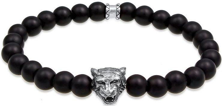 Kuzzoi Armband »Herren Tiger Onyx Schwarz 925 Sterling Silber«