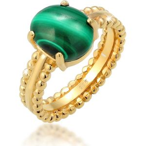 Elli PREMIUM Dames Ring dames met malachiet edelsteen in 925 sterling zilver verguld