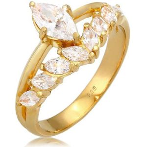 Elli PREMIUM - Elli PREMIUM Ring Doppelring Zirkonia Marquise 925 Silber vergoldet Ringe 1 ct Damen (79.99 € / 1 ct)