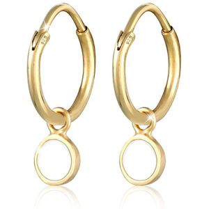 Elli - Creolen Hänger Rund Emaille Weiß 925 Silber 1 ct Damen (79.99 € / 1 ct)
