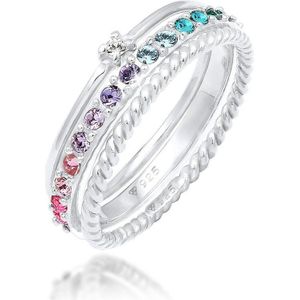 Elli - Set Multi-Color Pastell Kristalle 925 Silber Ringe 1 ct Damen (69.99 € / 1 ct)