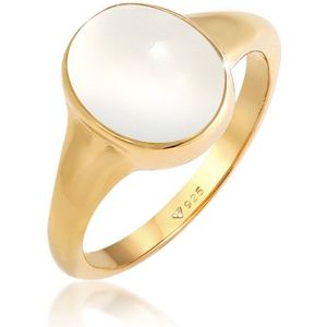 Elli Dames Ring Dames Zegel met Maansteen in 925 Sterling Zilver Verguld