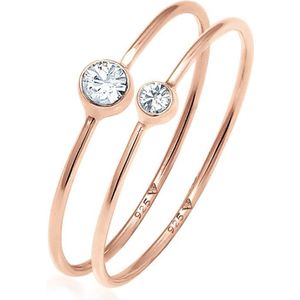 Elli Dames Ring Dames Set Elegant Basis met Kristallen in 925 Sterling Zilver