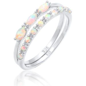 Elli - Set Vintage Design Synthetischer Opal 925 Silber Ringe 1 ct Damen (79.99 € / 1 ct)