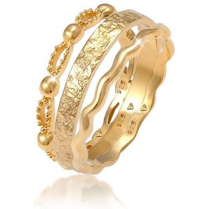 Elli Dames Ring Dames Bandringen Golfballen van verguld 925 Sterling Zilver