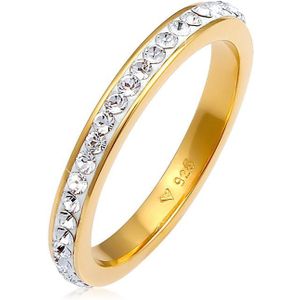 Elli Dames Ring Dames Bandring Sprankelend Elegant met kristallen in verguld 925 Sterling Zilver