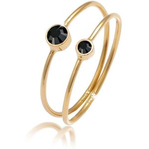 Elli Dames Ring Dames Set Filigraan met Kristallen Zwart in 925 Sterling Zilver