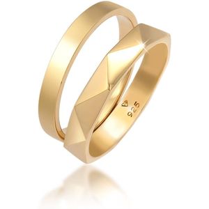 Elli - Bandring Basic Hexagon Look 2er Set 925 Silber Ringe 1 ct Damen (59.99 € / 1 ct)